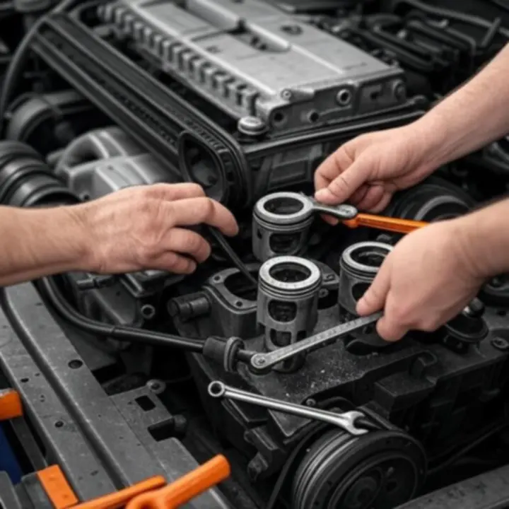 Bliski widok naprawy silnika