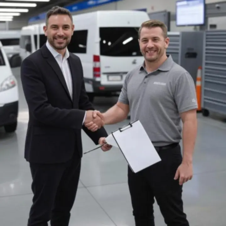 Kierownik floty podaje rękę