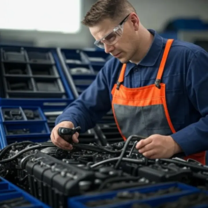 Mechanik naprawiający silnik